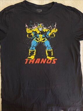 Marvel Thanos Graphic Tee - Black with Yellow & Blue Print